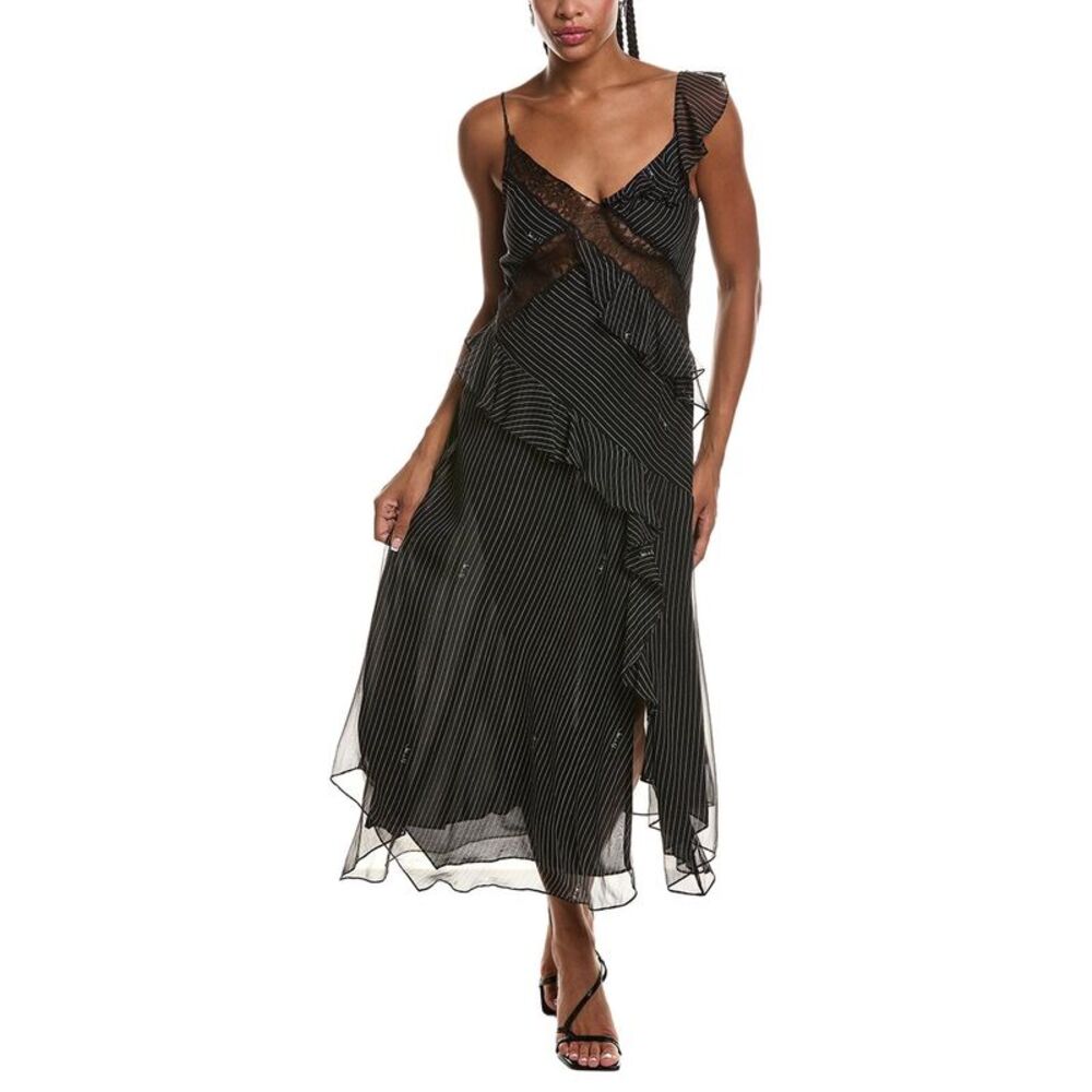 Diane Von Furstenberg Womens Sloane Silk Midi Dress, Black